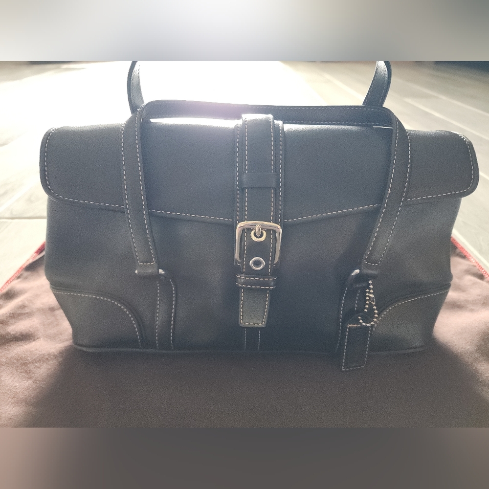 Coach Hampton Black Leather Satchel & Matching Wallet - Picture 2 of 16
